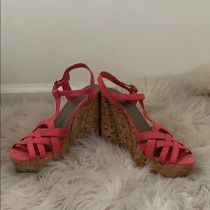 Brash Orange Wedge Heels